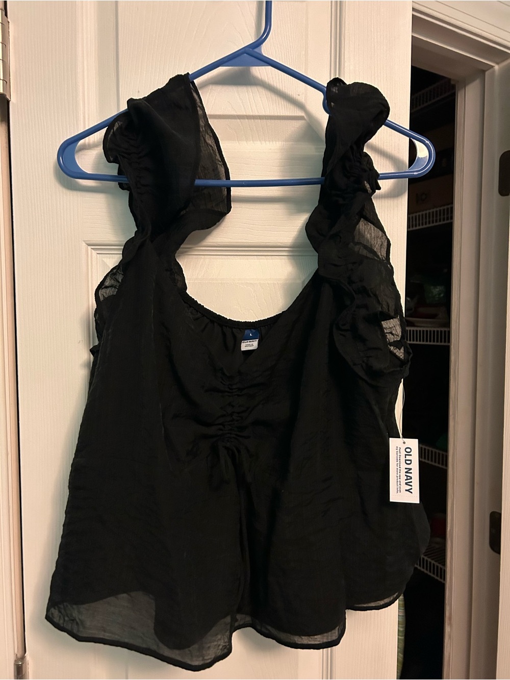 Old Navy Black Ruffle-Shoulder Camisole